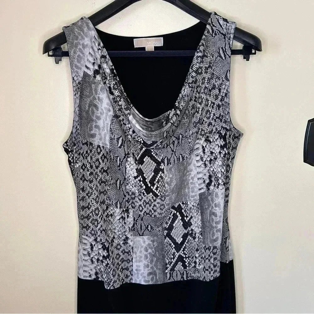Michael Kors Snake Print Color Block Drape Neck D… - image 2